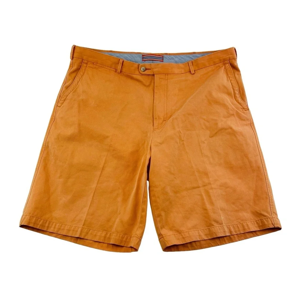 Peter Millar Orange Pima Cotton Flat Front Shorts Mens‎ Size 38X10